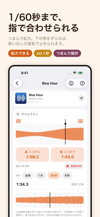 1/60秒まで、指で合わせられる